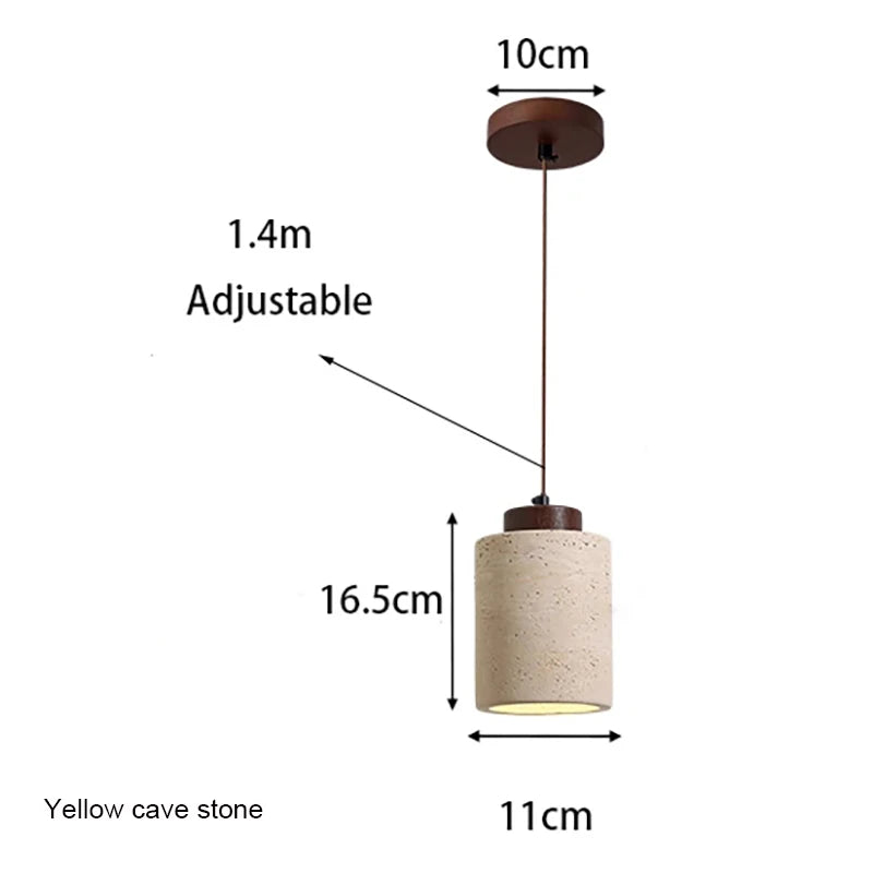Japanese-Style Nordic Natural Yellow Cave Stone Retro Dining Room Bedroom Bedside Long Line Chandelier Yellow Cave Stone Lamp