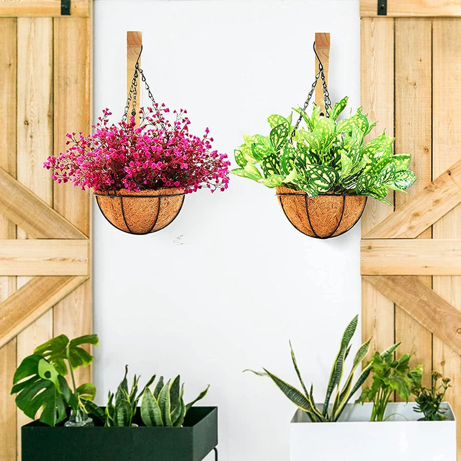 Natural Wood Wall Plant Hangers Hanging Flower Pot Hook Flower Bracket for Lanterns Wind Chimes Balcony Home Decor