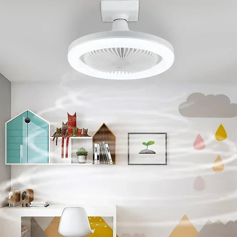 Smart 3-in-1 Ceiling Fan with Remote Control and 3-Speed E27 Lighting Base for Bedroom and Living...