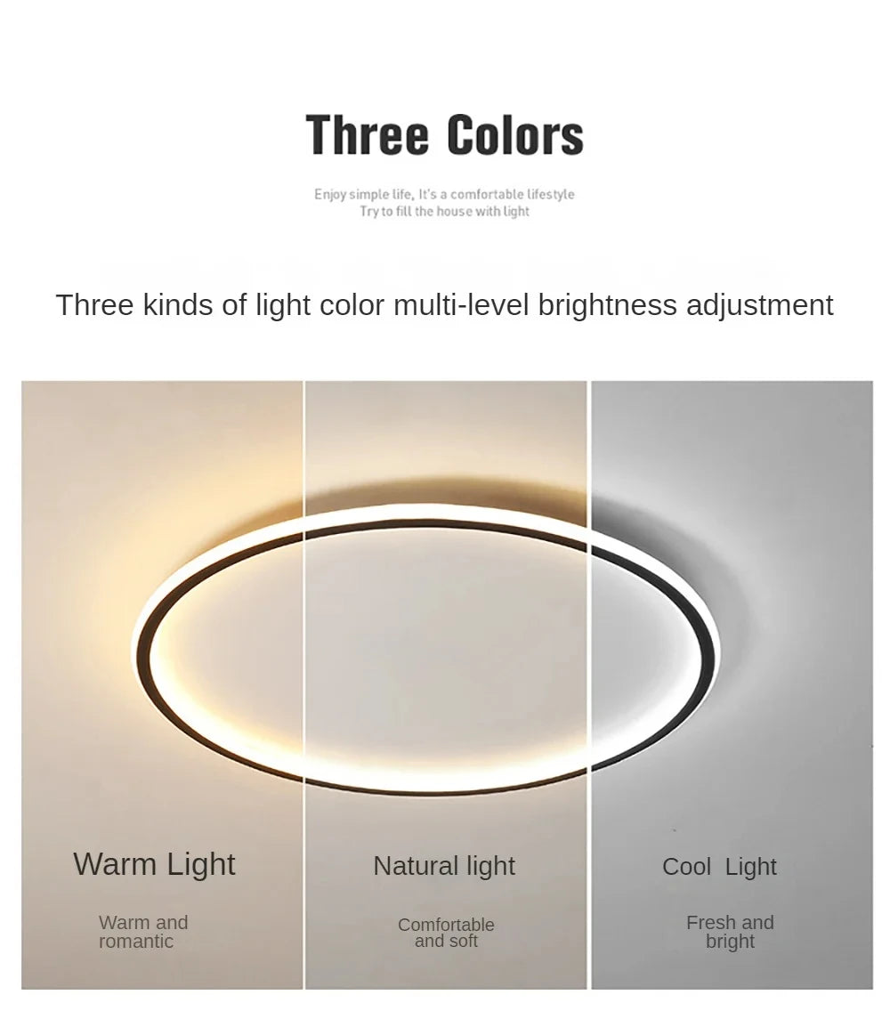 Simple Nordic Style Lighting Ceiling Lamp All White And Black Edge Modern Living Room Lamp Bedroom Home Lighting Decoration