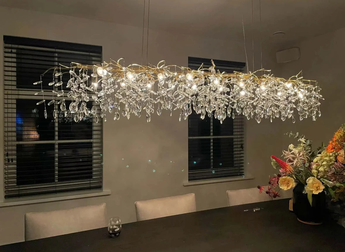 Luxury Gold Crystal LED Chandeliers Living Dining Room Bedroom Lighting Lustre Ceiling Pendant Lamps Indoor Villa Lights Fixture