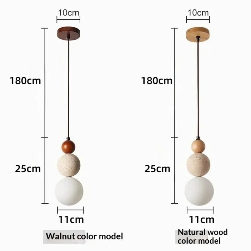 Cream Style Pendant Lamp Bedroom Bedside Led Chandelier Stone Wood Light Designer Bauhaus Medieval Restaurant Bar Small Lights