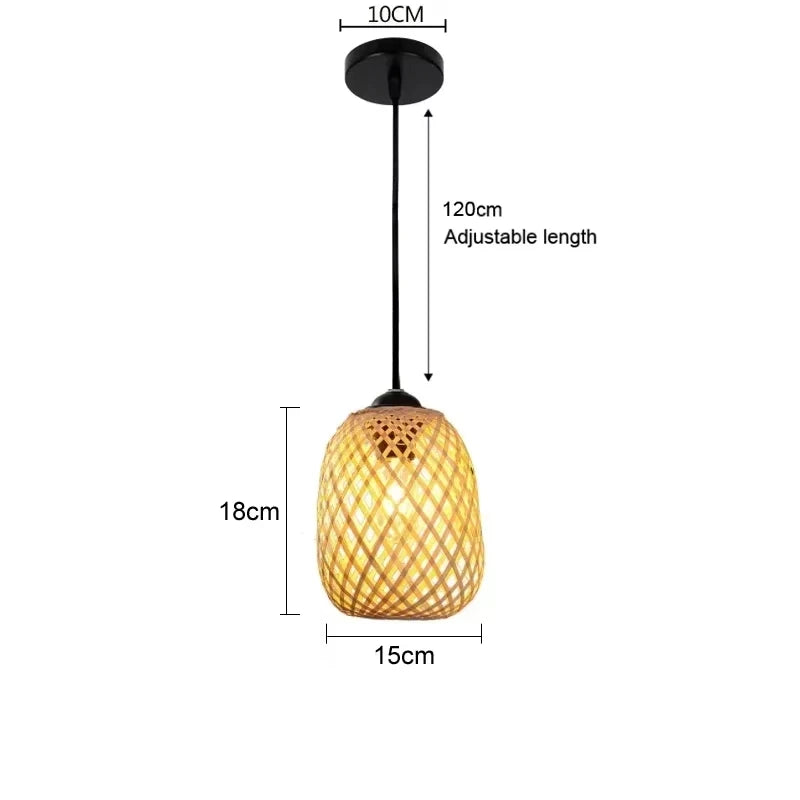 Bamboo Hand Weaving Pendant Lights 38cm Hanging LED Ceiling Lamp Chandelier Fixture Rattan Hand Craft Woven Home Bedr...