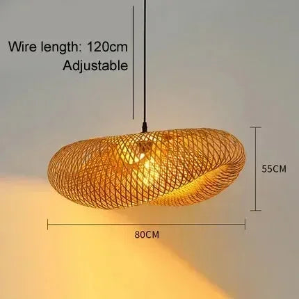 Bamboo Weaving LED Chandelier — Handmade Boho Pendant Light