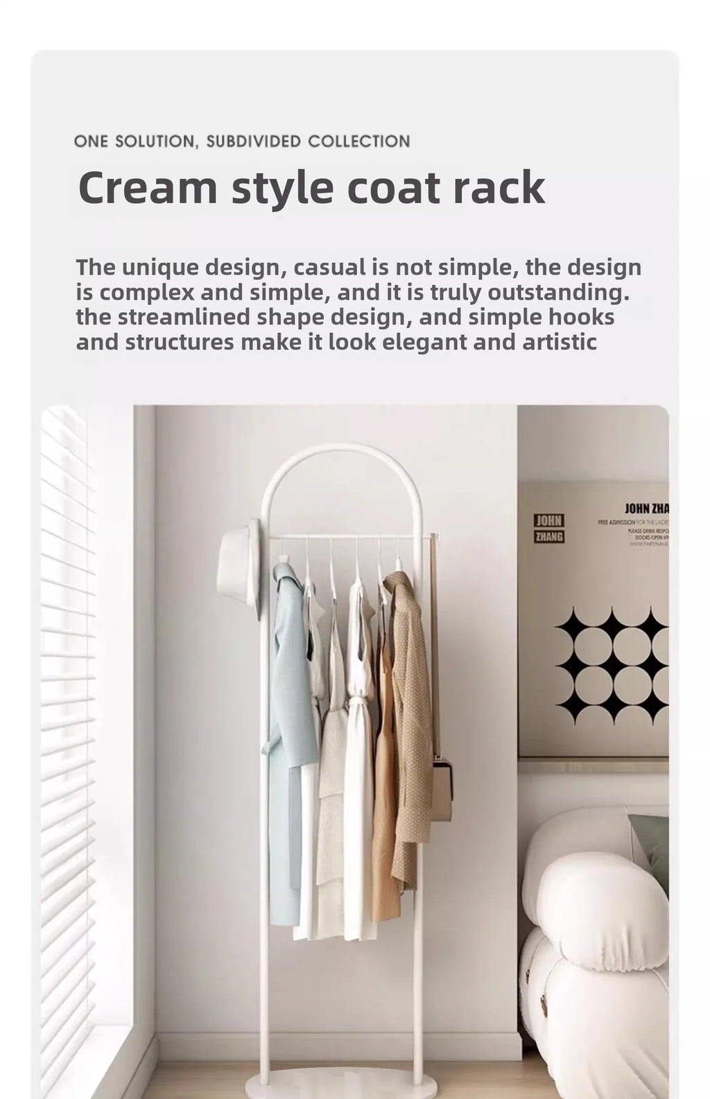 Floor-Standing Clothes Rack for Bedroom, Space-Saving Modern Minimalist Home Use Clothes Rack for Living Room, Indoor Coat Rack