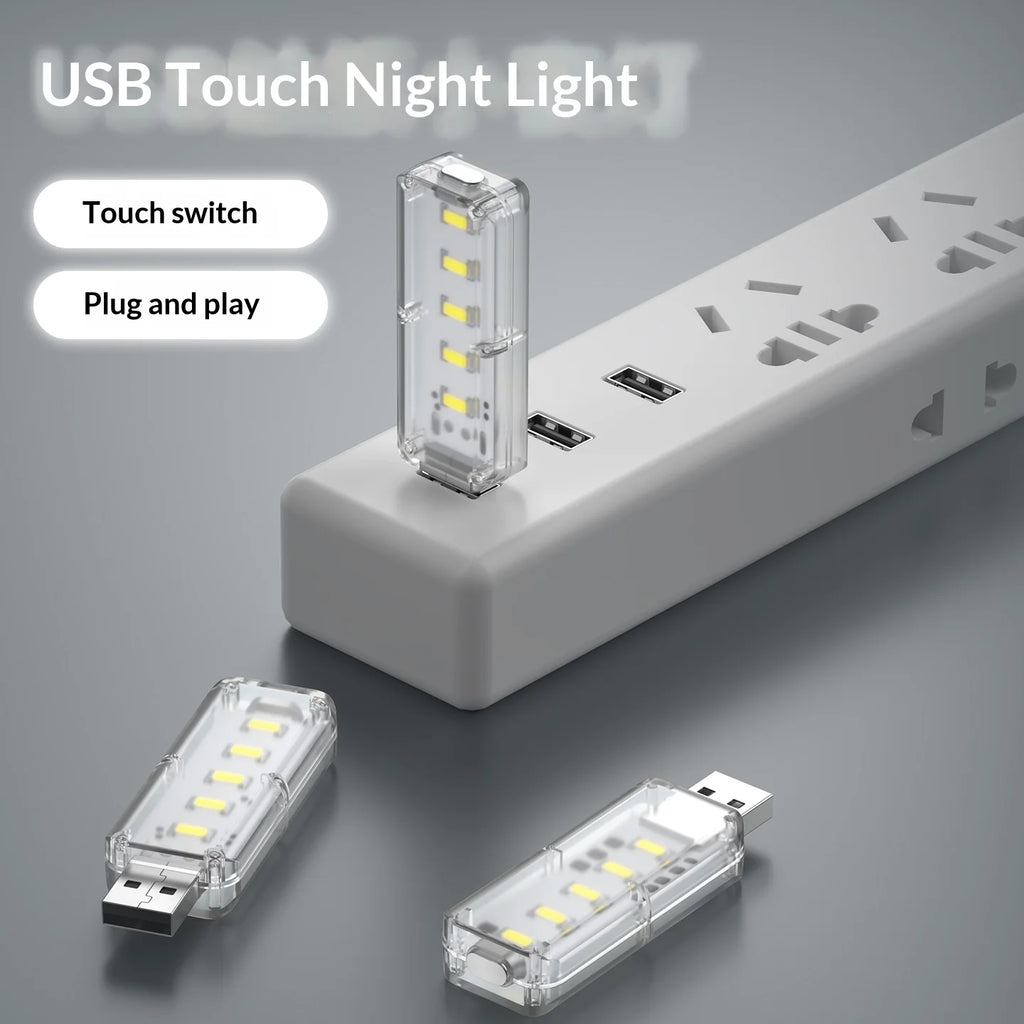 10LEDs USB Touch Dimming Night Light 5V Portable 3000K/6500K Bulb for Bedroom Study PC Laptop Mob...