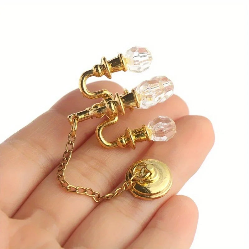 1:12 Scale Vintage Chandelier Mini Furniture Toy Playing House Miniature Dollhouse Ornament Ceiling Lamp Model Doll Accessories