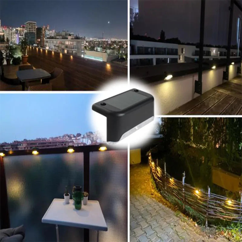 Warm White LED Solar Step Lights Outdoor Garden Path Stair Lights Waterproof Balcony Patio Fence ...