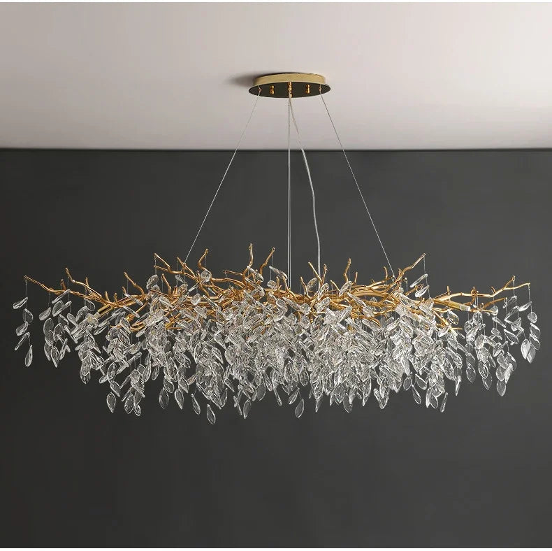 Luxury Gold Crystal LED Chandeliers Living Dining Room Bedroom Lighting Lustre Ceiling Pendant Lamps Indoor Villa Lights Fixture