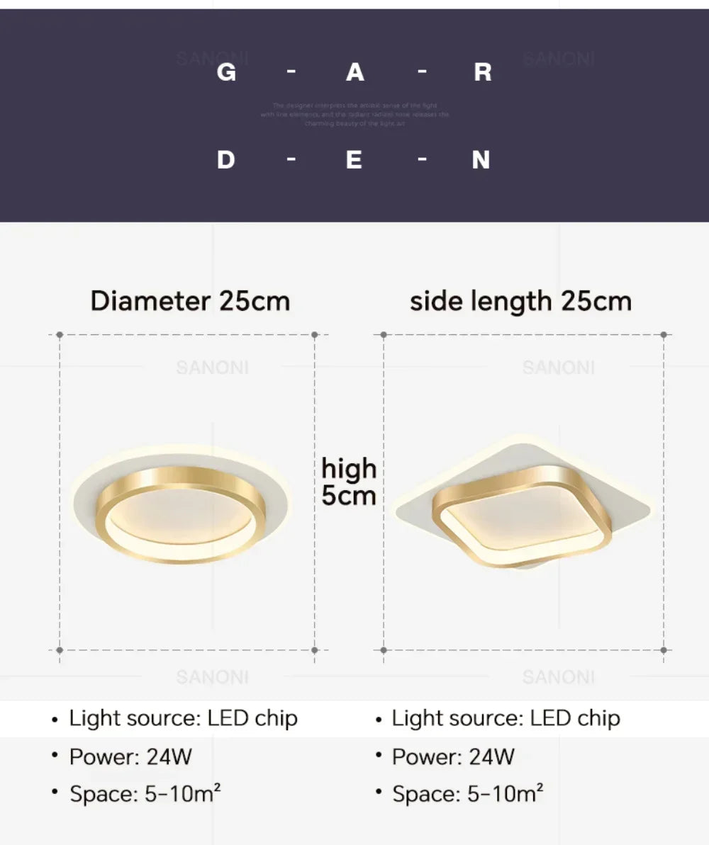 DINDALLED Modern LED Ceiling Light for Corridor Stairs Bedroom Bathroom, Round Flush Mount Chandelier Indoor Lighting Fixture,