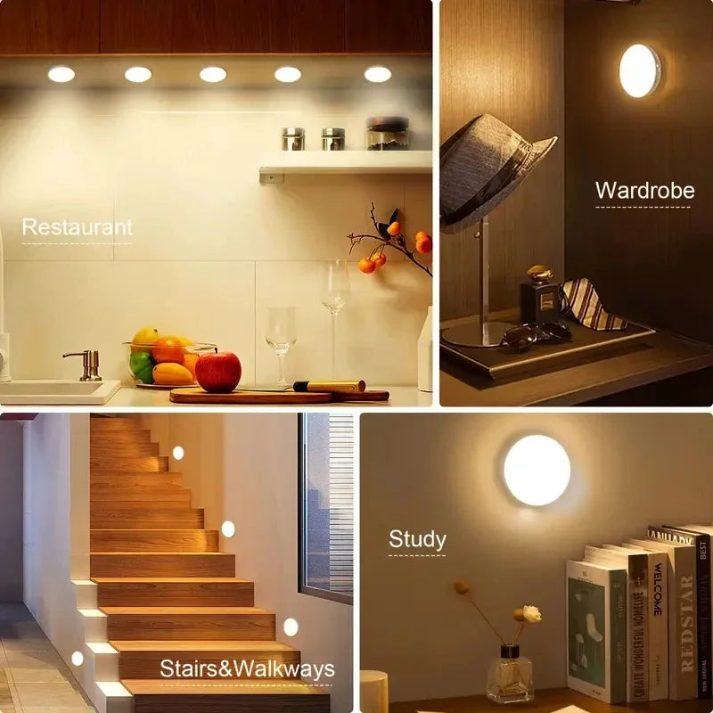 Motion Sensor LED Night Light USB Rechargeable Night Lamp For Kitchen Cabinet Wardrobe Lamp Stair...