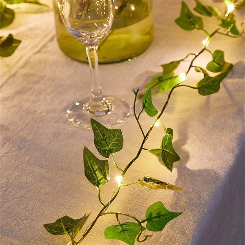 String Lights Artificial Vine Fairy Lights Battery Powered Christmas Tree Garland Light Flower Gr...