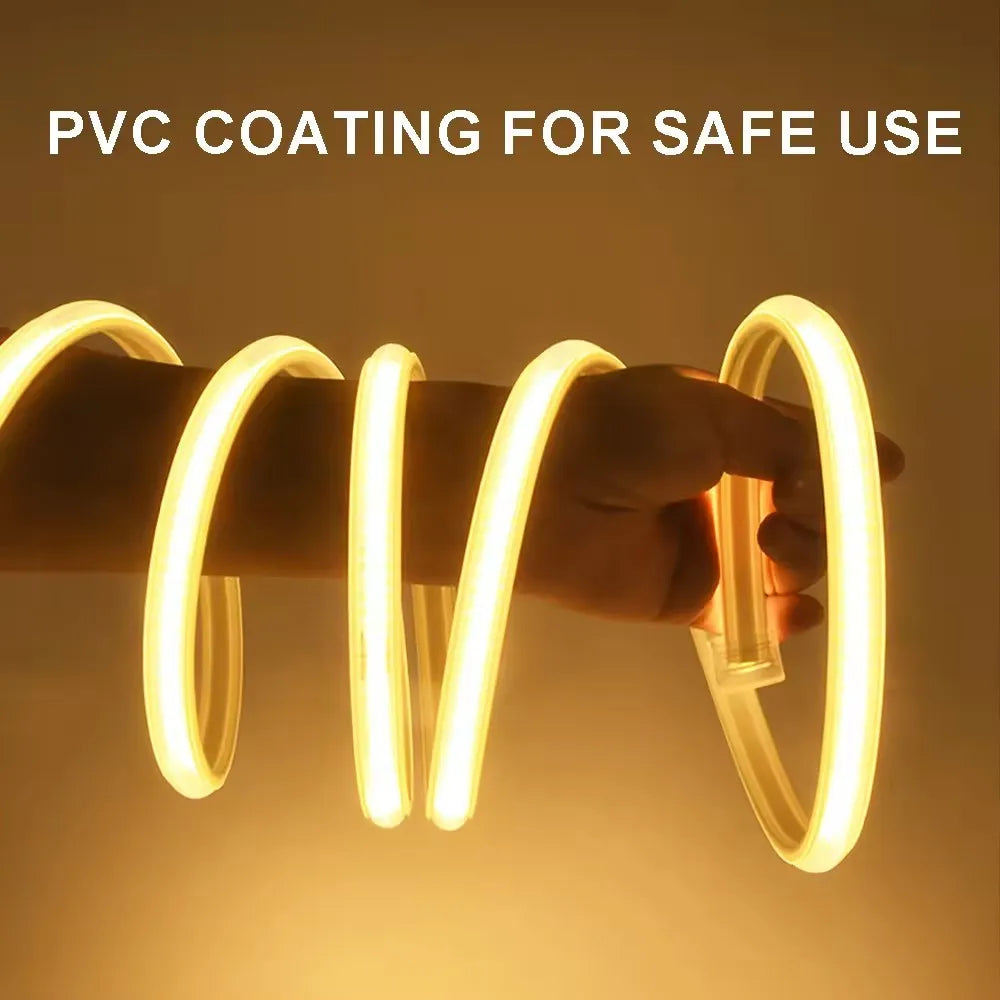 COB Led Strip High Brightness With EU Power LED Strip Waterproof Flexible Ribbon Tape for Be...