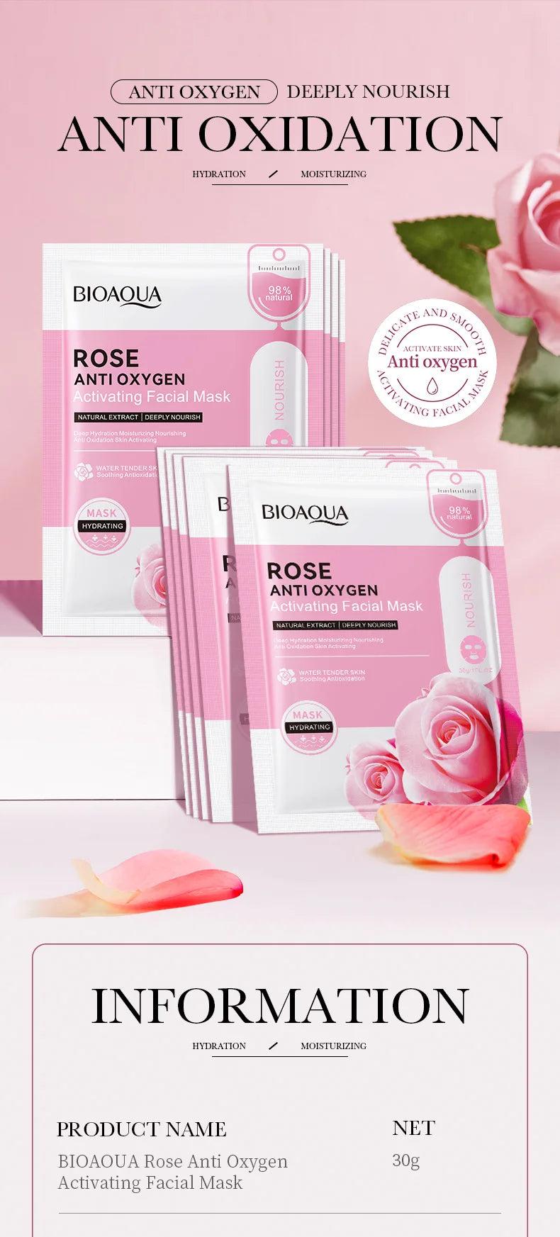 Rose Flower Extract Korean Sheet Mask