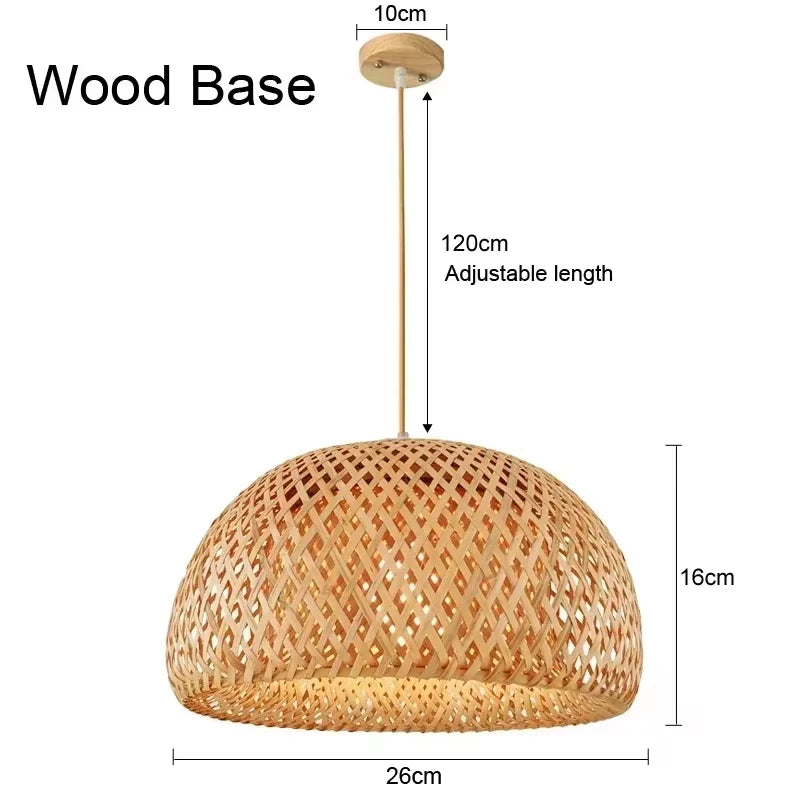 Bamboo Hand Weaving Pendant Lights 38cm Hanging LED Ceiling Lamp Chandelier Fixture Rattan Hand Craft Woven Home Bedr...