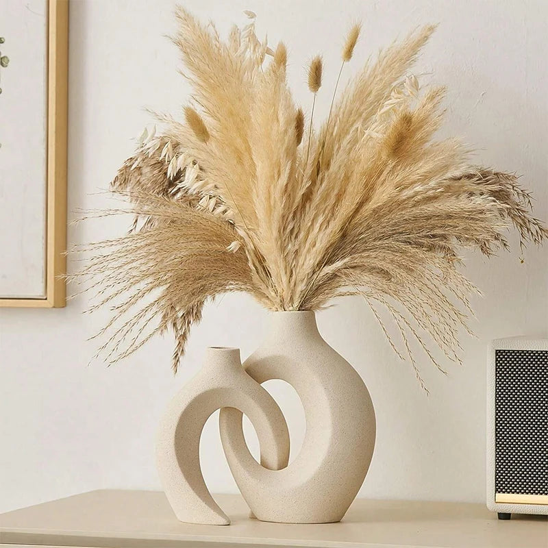European Style White Plastic Vase Set Simple Creative Home Decor for Living Room Entryway TV Cabinet