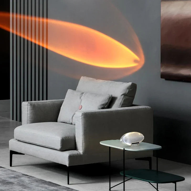 Italian Designer Led Table Lamp Eye of The Sky Crystal Bedside Lamp Creative Sunset Projector Night Light for Bedroom Home Decor
