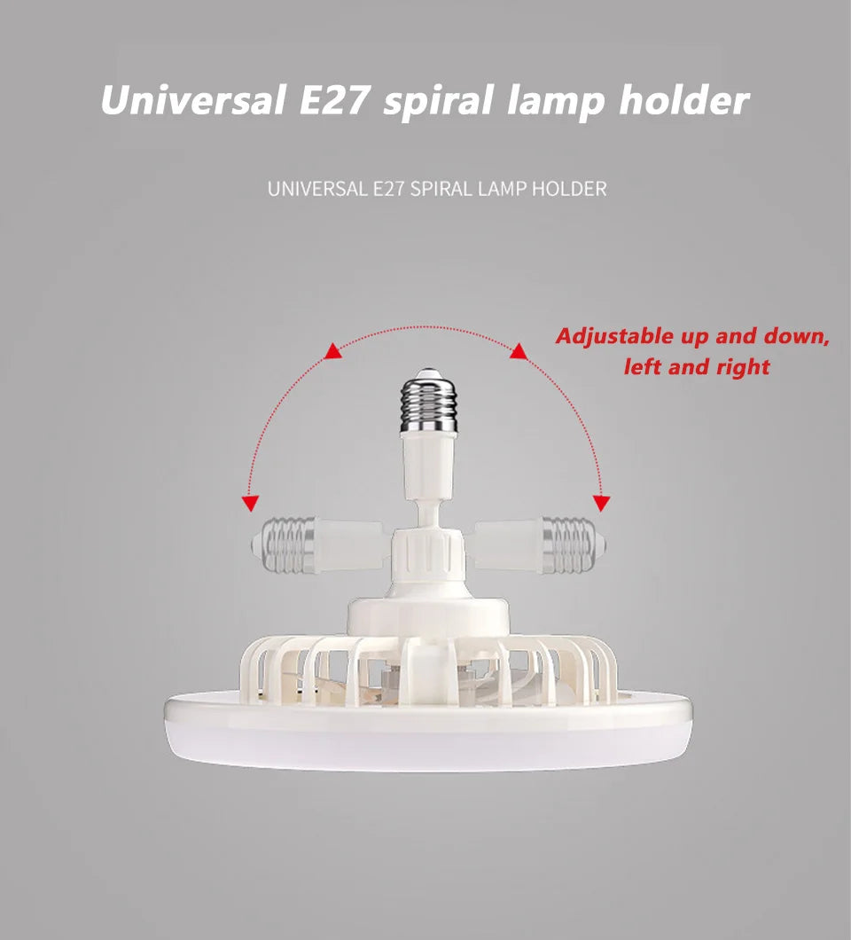 2-in-1 E27 Socket Fan Light Remote Control 85-265V Energy Saving Silent LED Ceiling Fan for Bedro...