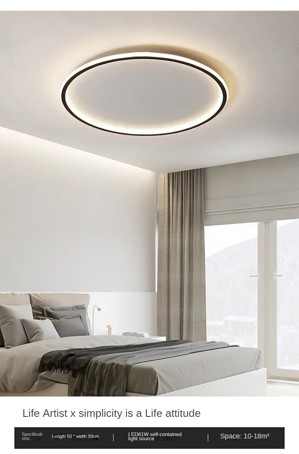 Nordic Minimalist LED Ceiling Light For Bedroom Living Room Aisle Study Room Balcony Circular Remote Control Lighting Chandelier