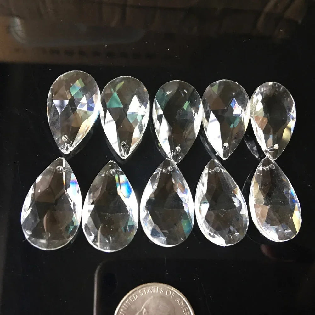 28mm Tear Drop Crystals Prism Sun Catcher Clear Glass Chandelier Crystal Parts DIY Hanging Pendant Jewelry Spacer Fac...