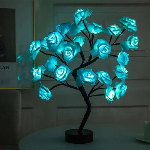 24 LED Rose Tree Lights USB Plug Table Lamp Fairy Flower Night Light For Home Party Christmas Wedding Bedroom Decorat...