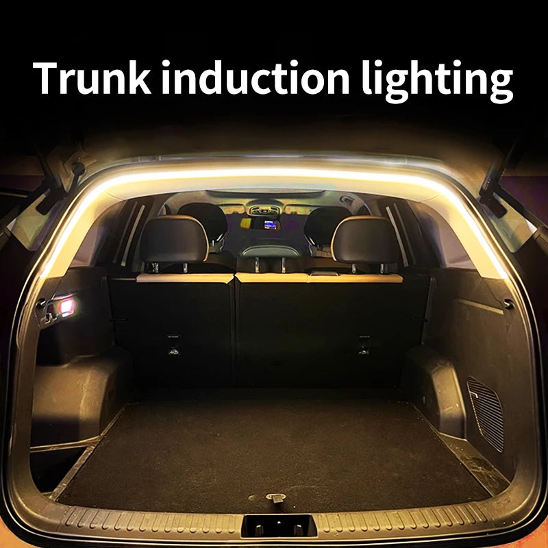 Car Trunk Led Light Strip Waterproof PVC Flexible Ambient Light Strip Automatic On/Off Hidden Ins...