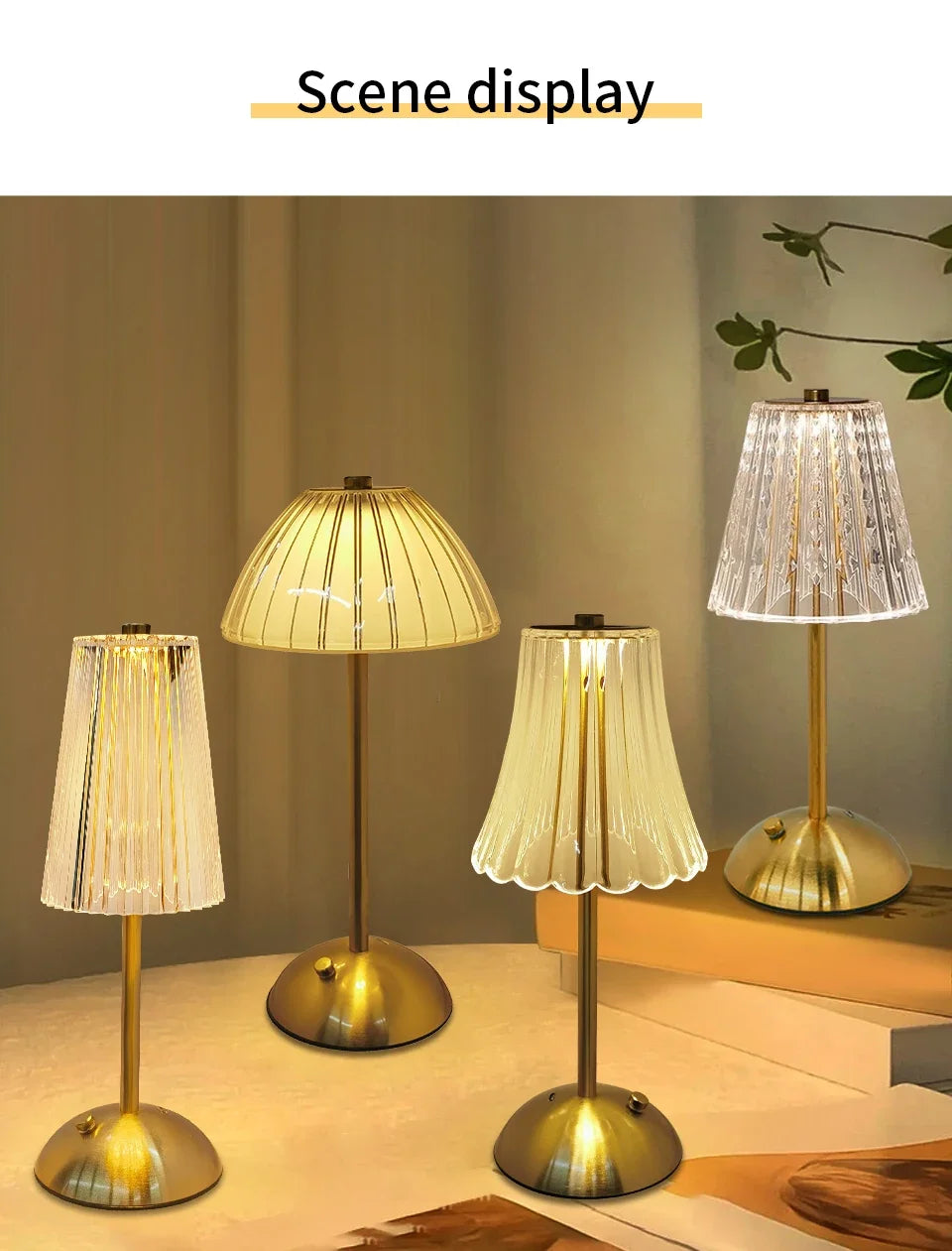 Dimmable Desktop Decor Night Light Table Lamp LED Touch Sensor Rechargeable Wireless Reading Lamp for Hotel Bar Bedroom Light
