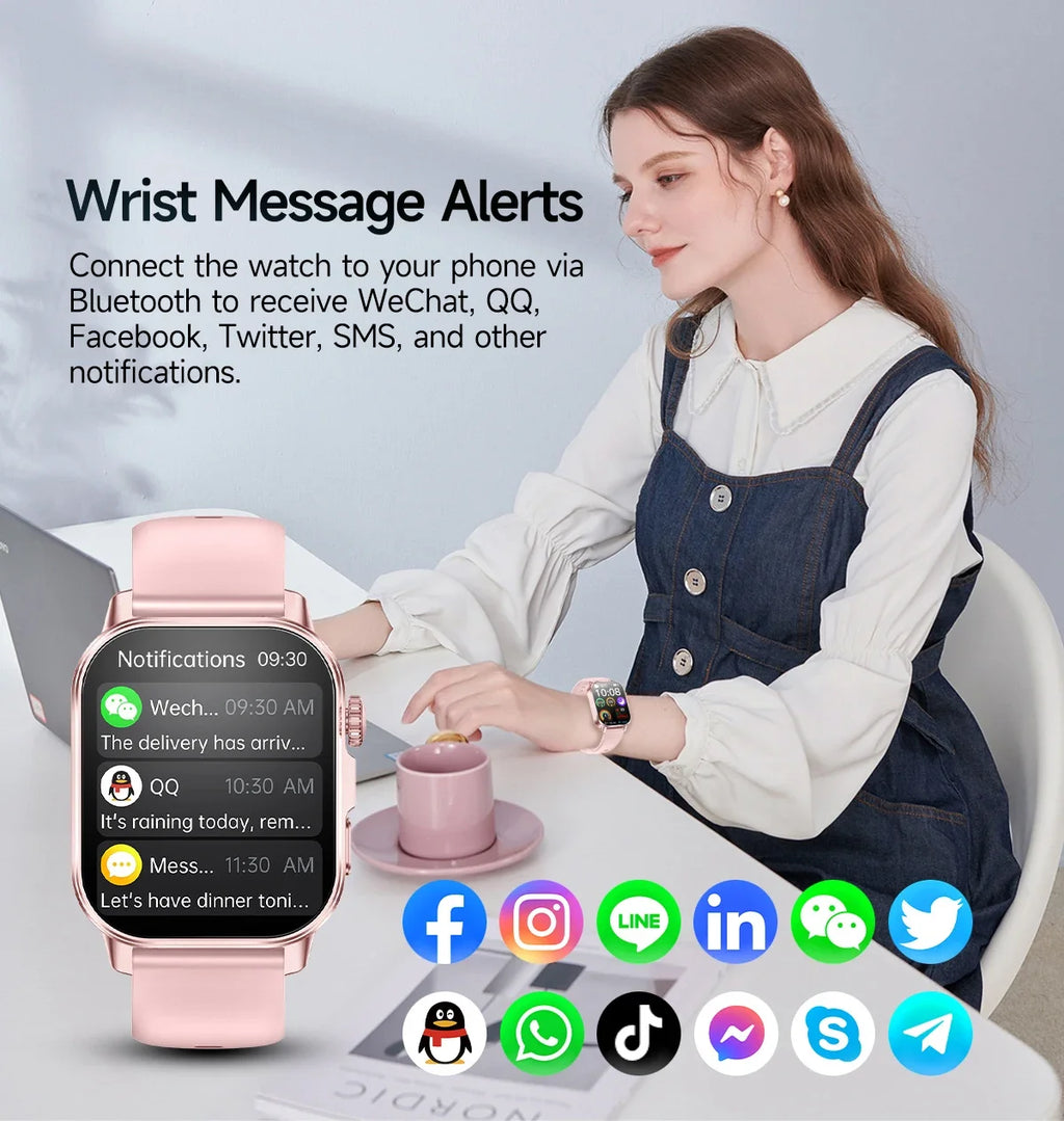 2026 Fashion Health Smart Watch Women 2.0"AMOLED ECG Physical Examination Fat Uric Acid Heart Rate BT Call Smartwatch For Ladies