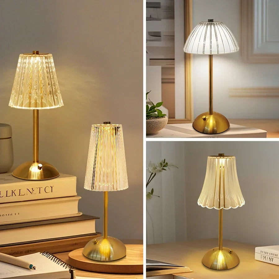 Dimmable Desktop Decor Night Light Table Lamp LED Touch Sensor Rechargeable Wireless Reading Lamp for Hotel Bar Bedroom Light