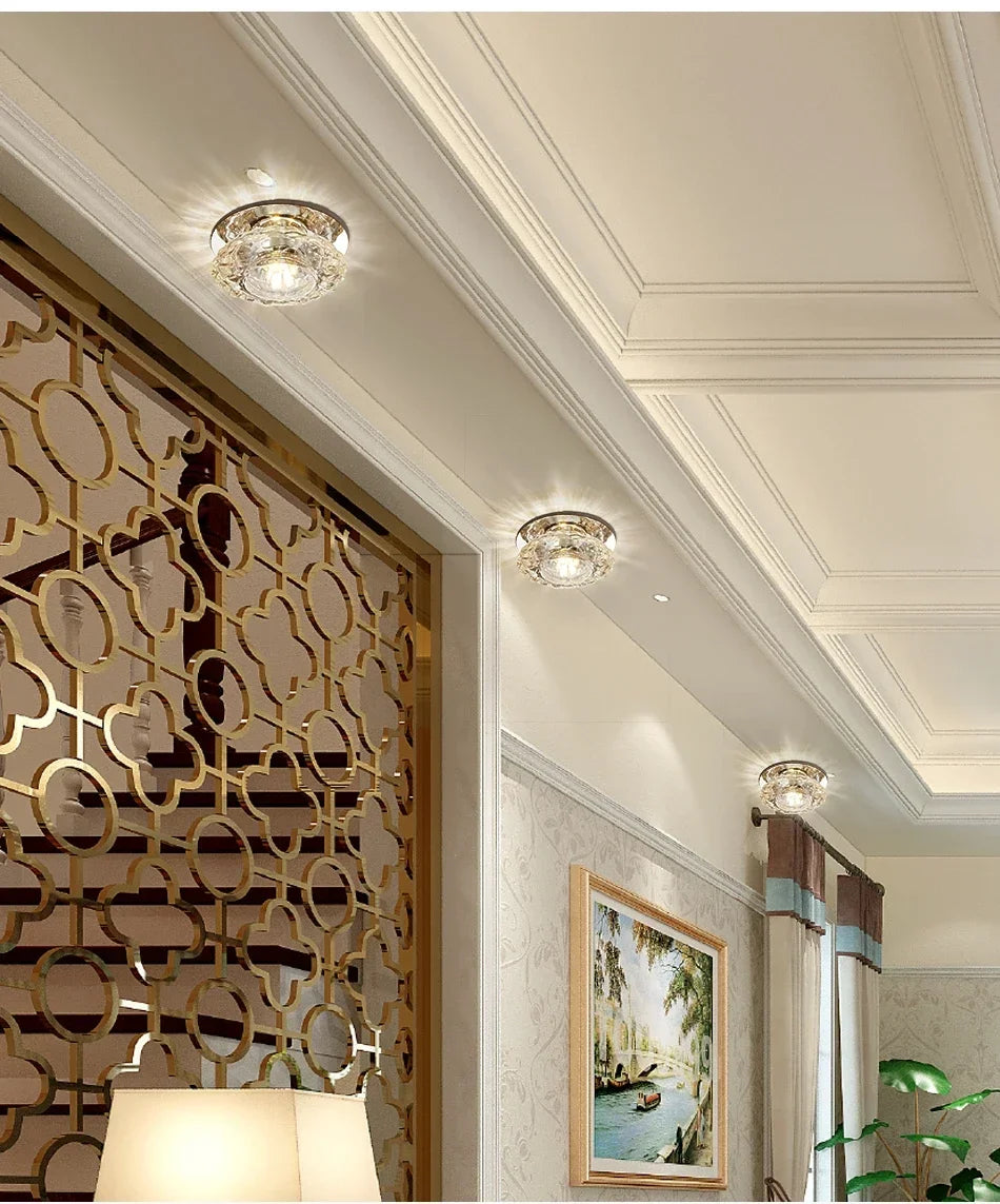 LED Crystal Lamp Embedded Ceiling Light for Home Living Room Corridor Decorative Ceiling Lamp Porch Balcony Indoor Lighting