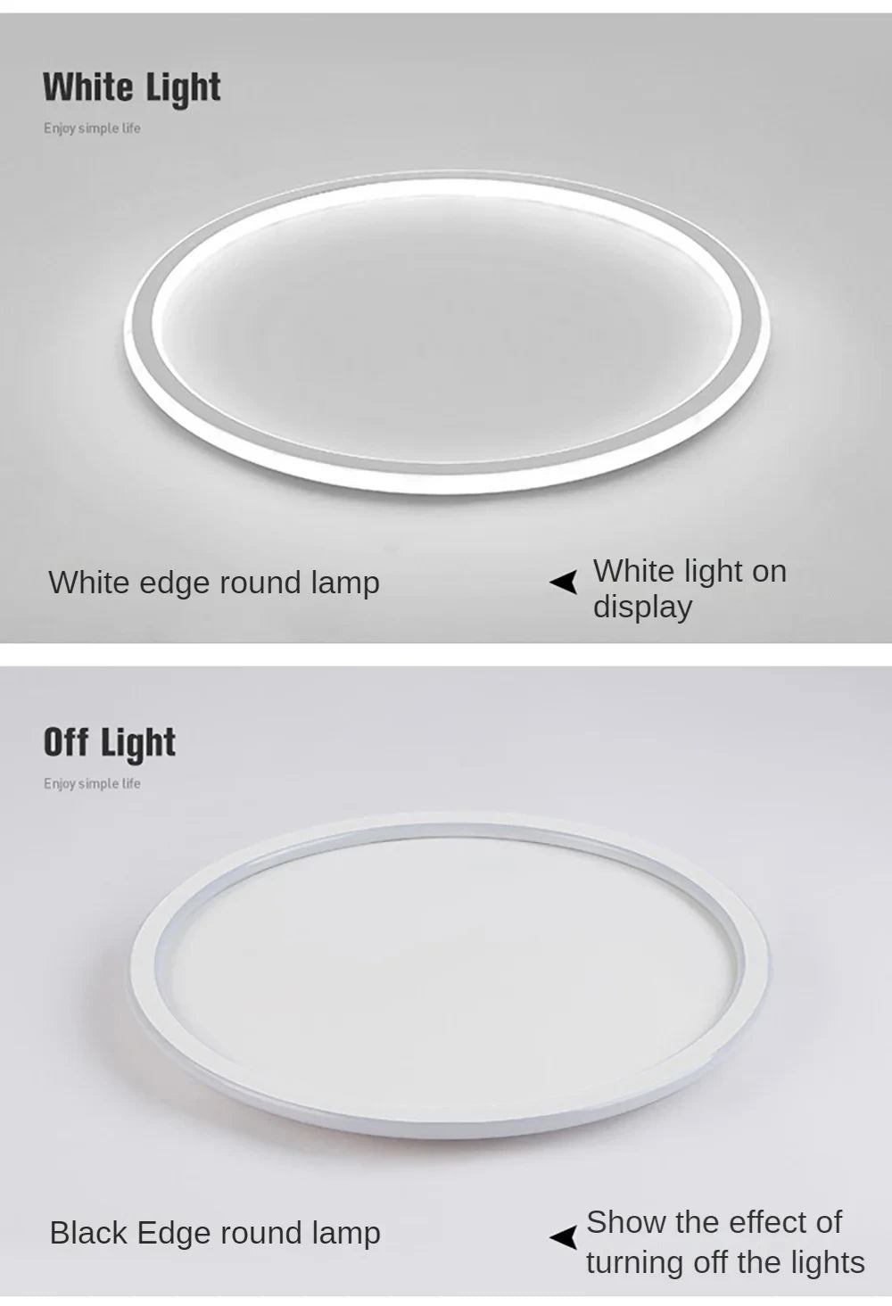 Simple Nordic Style Lighting Ceiling Lamp All White And Black Edge Modern Living Room Lamp Bedroom Home Lighting Decoration