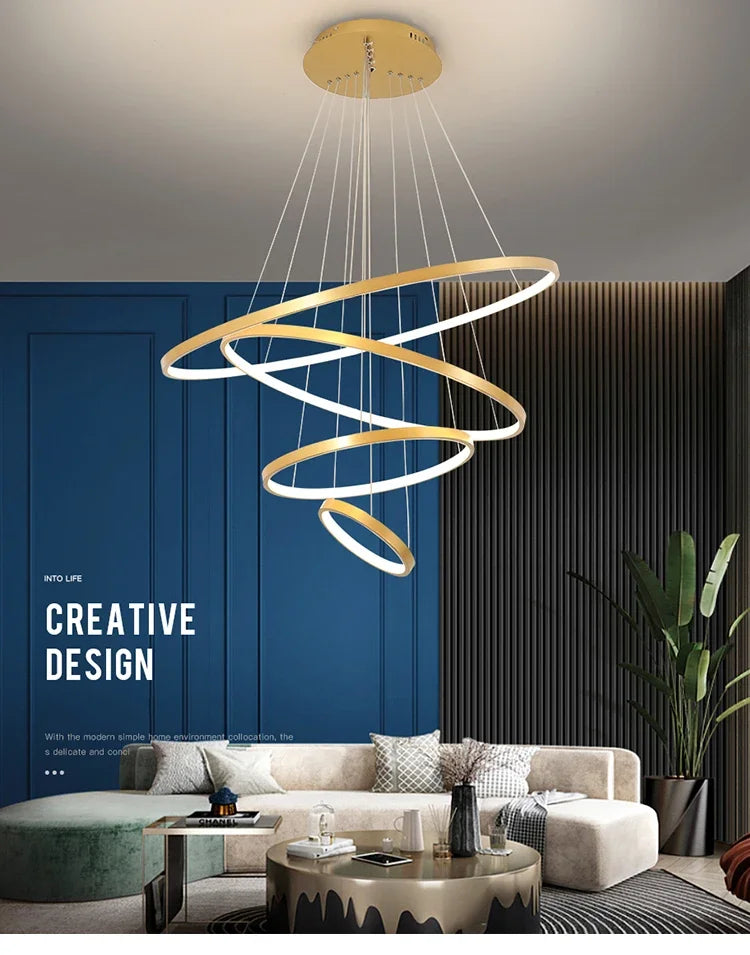 Modern led dining room chandeliers simple ringchandelier living bedroom Lights home indoorlighting decorative Pendant Lamps