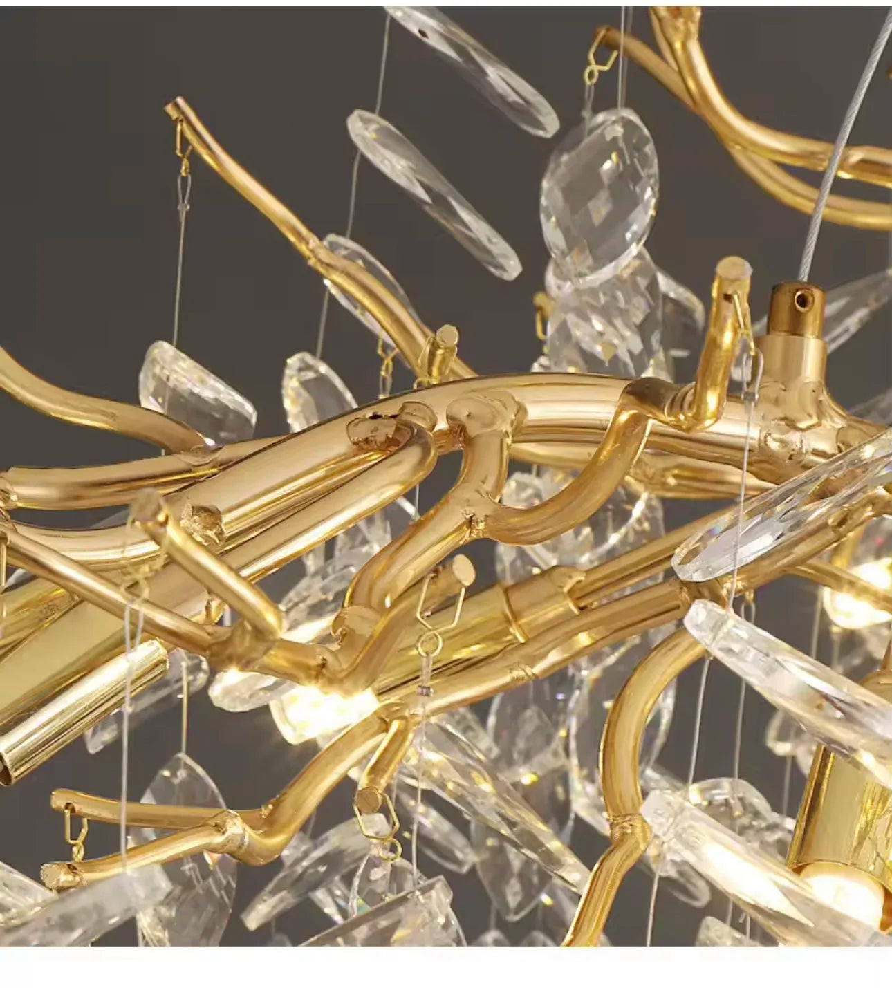 Luxury Gold Crystal LED Chandeliers Living Dining Room Bedroom Lighting Lustre Ceiling Pendant Lamps Indoor Villa Lights Fixture