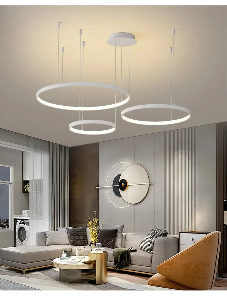 Nordic Led Ceiling Chandelier Modern Circular Ring Chandelier For Dining Room Bedroom Living Room Home Indoor Lighting Decor