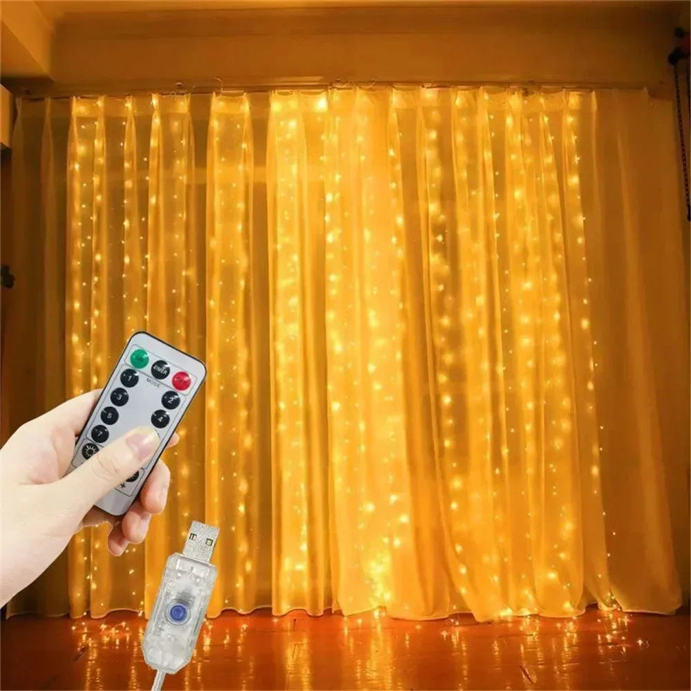 USB Curtain String LampParty Birthday Wall Decoration Garland Wedding Fairy Light 3/6M LED 8 Mode...