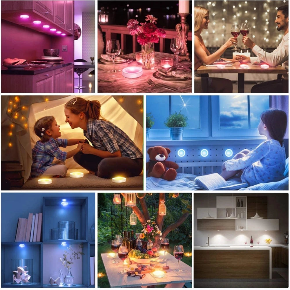 RGB Color Under Cabinet Light Wireless LED Light Remote Control 12 Color Touch Dimmable Night Lig...