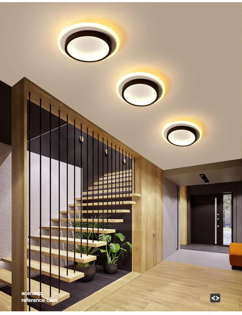 DINDALLED Modern LED Ceiling Light for Corridor Stairs Bedroom Bathroom, Round Flush Mount Chandelier Indoor Lighting Fixture,