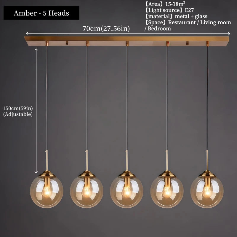 Modern Luxury Glass & Gold Pendant Chandelier — Nordic LED