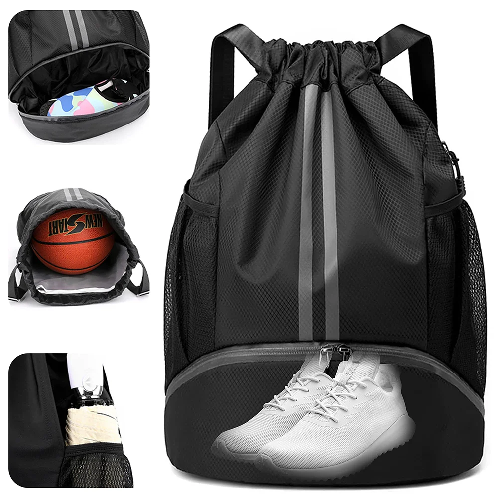 Basketball Bag, Swimming Bag, Dry Wet Separation Women's Storage Bag, Sports Backpack, Training and Fitness Drawstring Backpack