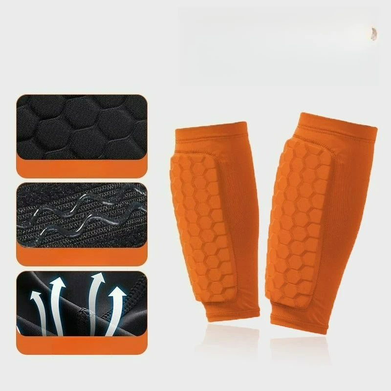 1 Pair Football Ski Shin Pads Honeycomb Shin Guards Soccer Adult Ski Boot Shin Protector Adult Breathable Pads For Athletes