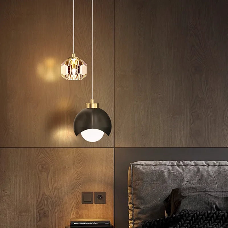 Nordic Glass Ball LED Chandelier Lighting Bedroom Bedside Hanging Pendant Lamp Modern Interior Home Decor Lights