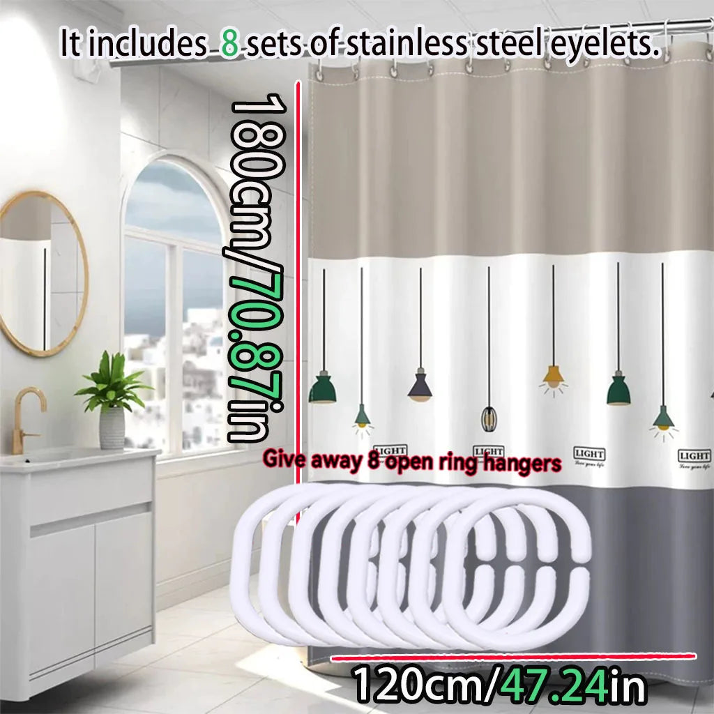 Nordic Chandelier Pattern Shower Curtain Bathroom Partition Curtain PEVA Material Waterproof and Easy to Clean