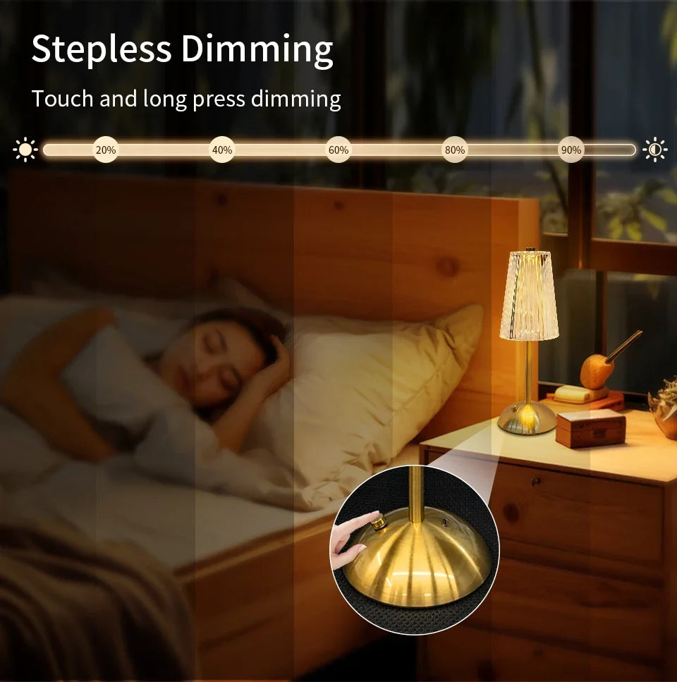 Dimmable Desktop Decor Night Light Table Lamp LED Touch Sensor Rechargeable Wireless Reading Lamp for Hotel Bar Bedroom Light