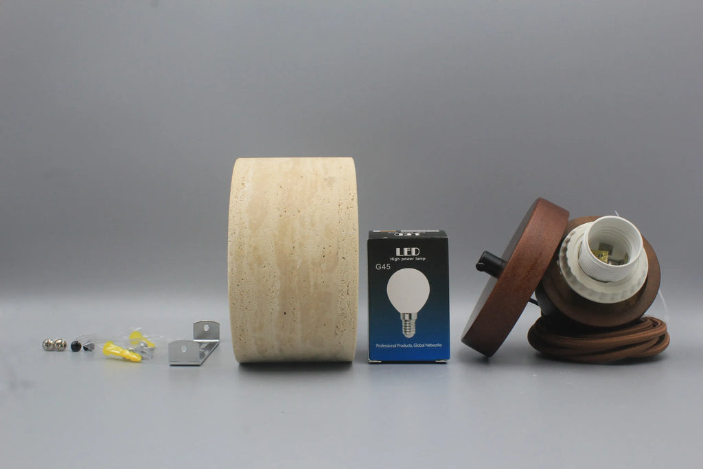 YOKO Wabi-Sabi Yellow Travertine Pendant Light, Japanese Cave Stone for Kitchen Island Restaurant Bedroom Bedside Home Decor