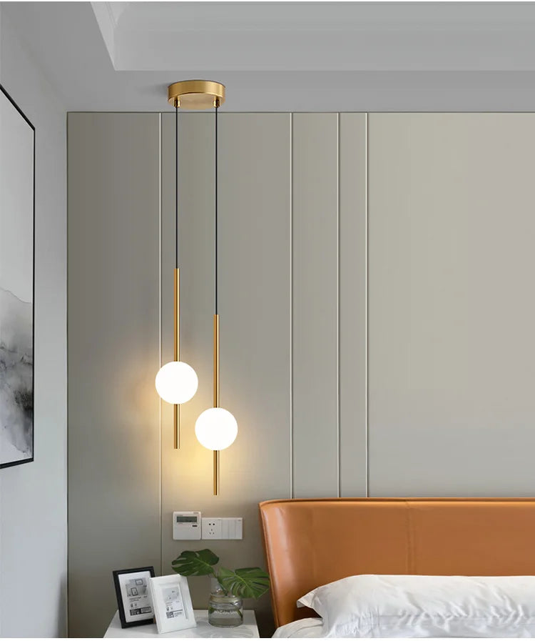 Nordic Simple Glass Ball Pendant Lights Dining Room Bedroom Decor Hanging Lamp Restaurant Bar Suspension Chandeliers Lighting