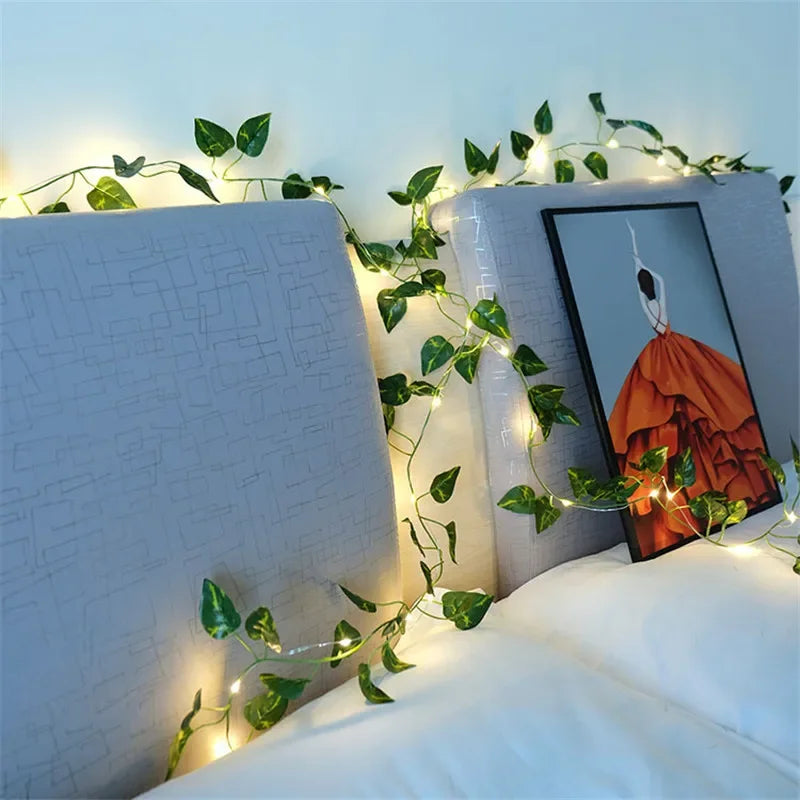 String Lights Artificial Vine Fairy Lights Battery Powered Christmas Tree Garland Light Flower Gr...