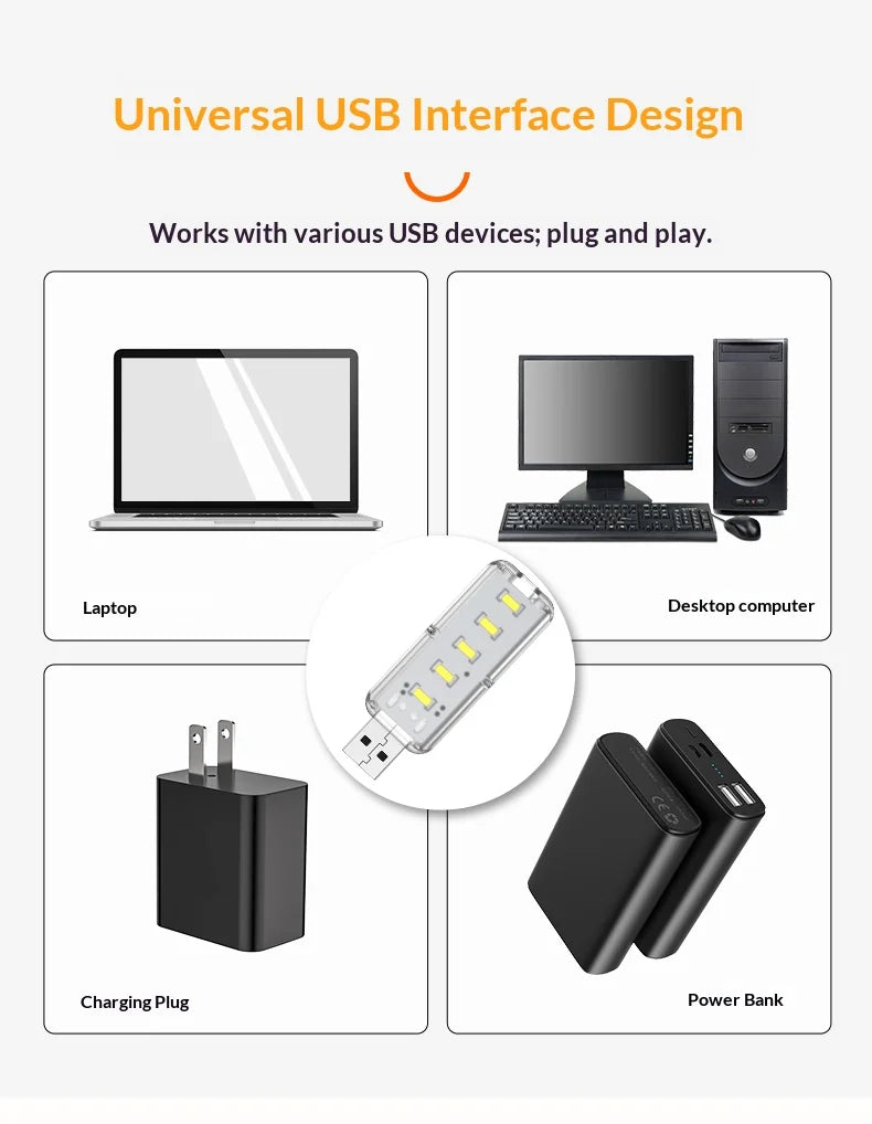 10LEDs USB Touch Dimming Night Light 5V Portable 3000K/6500K Bulb for Bedroom Study PC Laptop Mob...