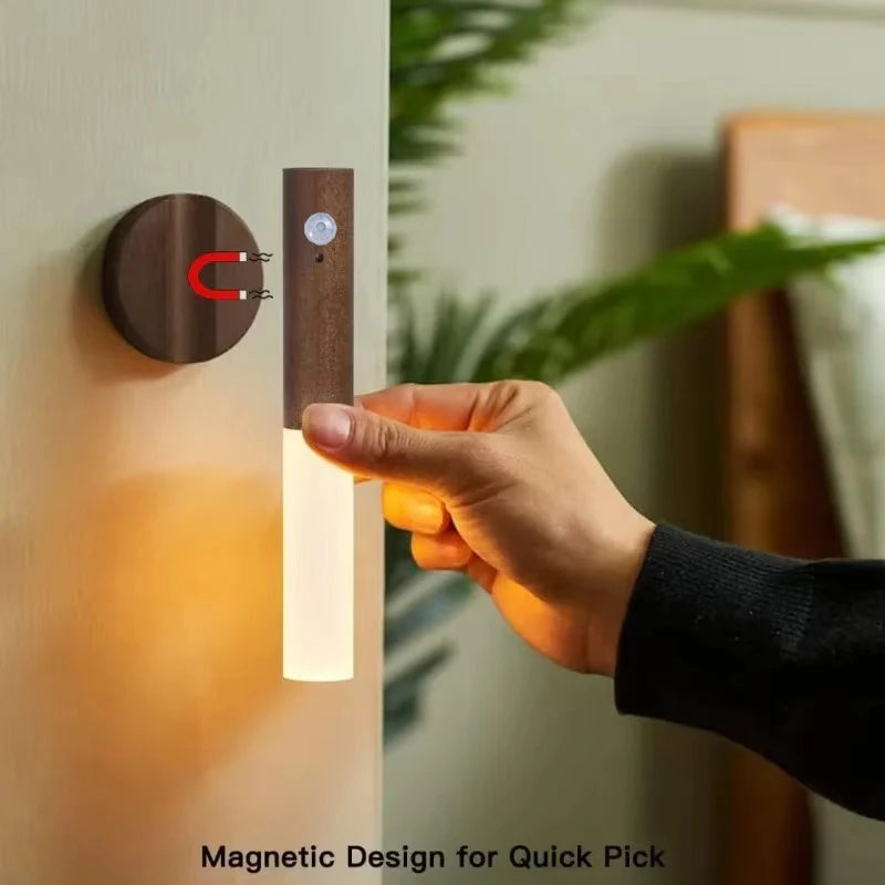 Night Light Motion Sensor Night Lights Rechargeable Wall Sconces Magnetic Wall Lights Wooden Wall...