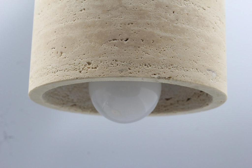 YOKO Wabi-Sabi Yellow Travertine Pendant Light, Japanese Cave Stone for Kitchen Island Restaurant Bedroom Bedside Home Decor