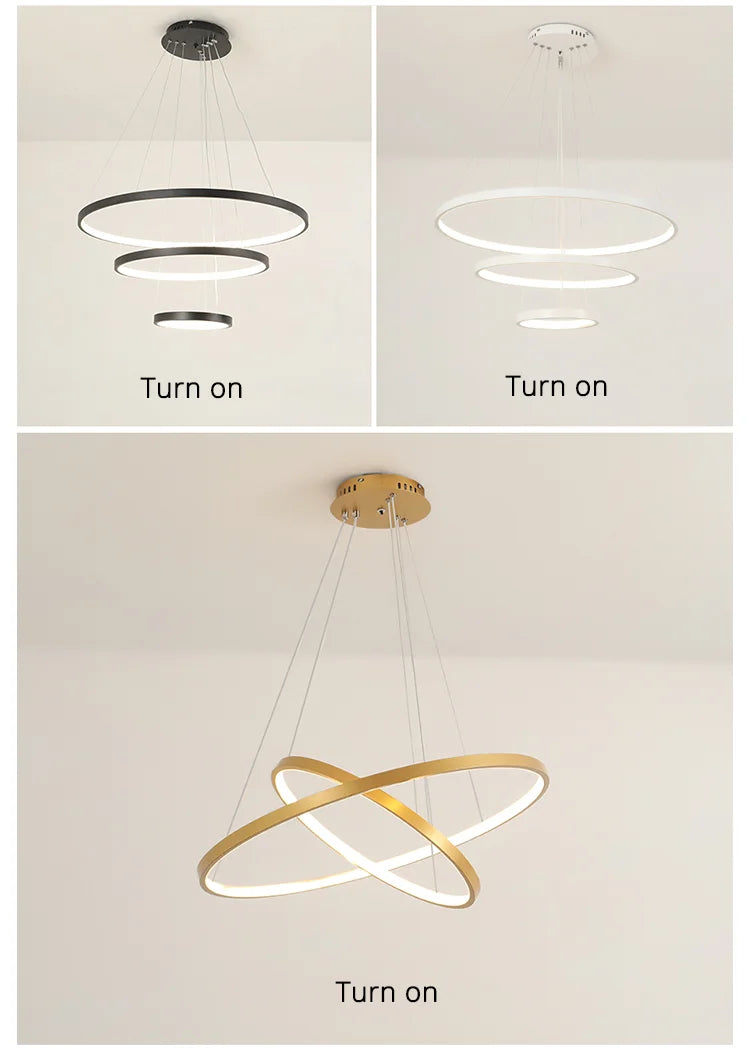 Modern led dining room chandeliers simple ringchandelier living bedroom Lights home indoorlighting decorative Pendant Lamps